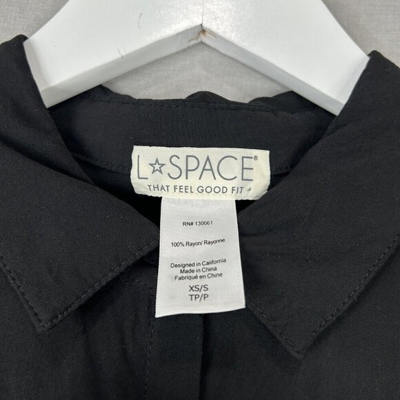L Space Womens Top Extra Small Black Pacifica Tunic Button Front Shirt Cover-Up - Picture 9 of 10